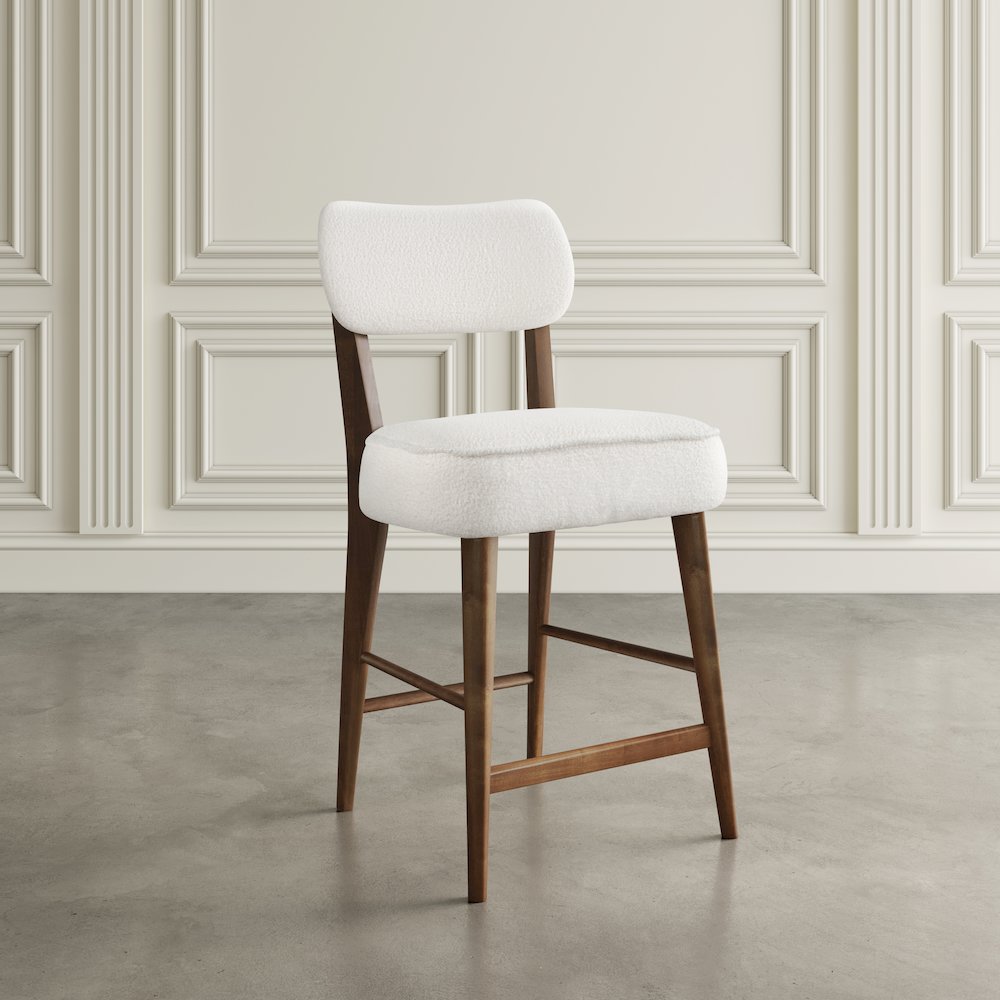 Wes Mid-Century Modern Boucle Upholstery Counter Barstool (Set of 2). Picture 10