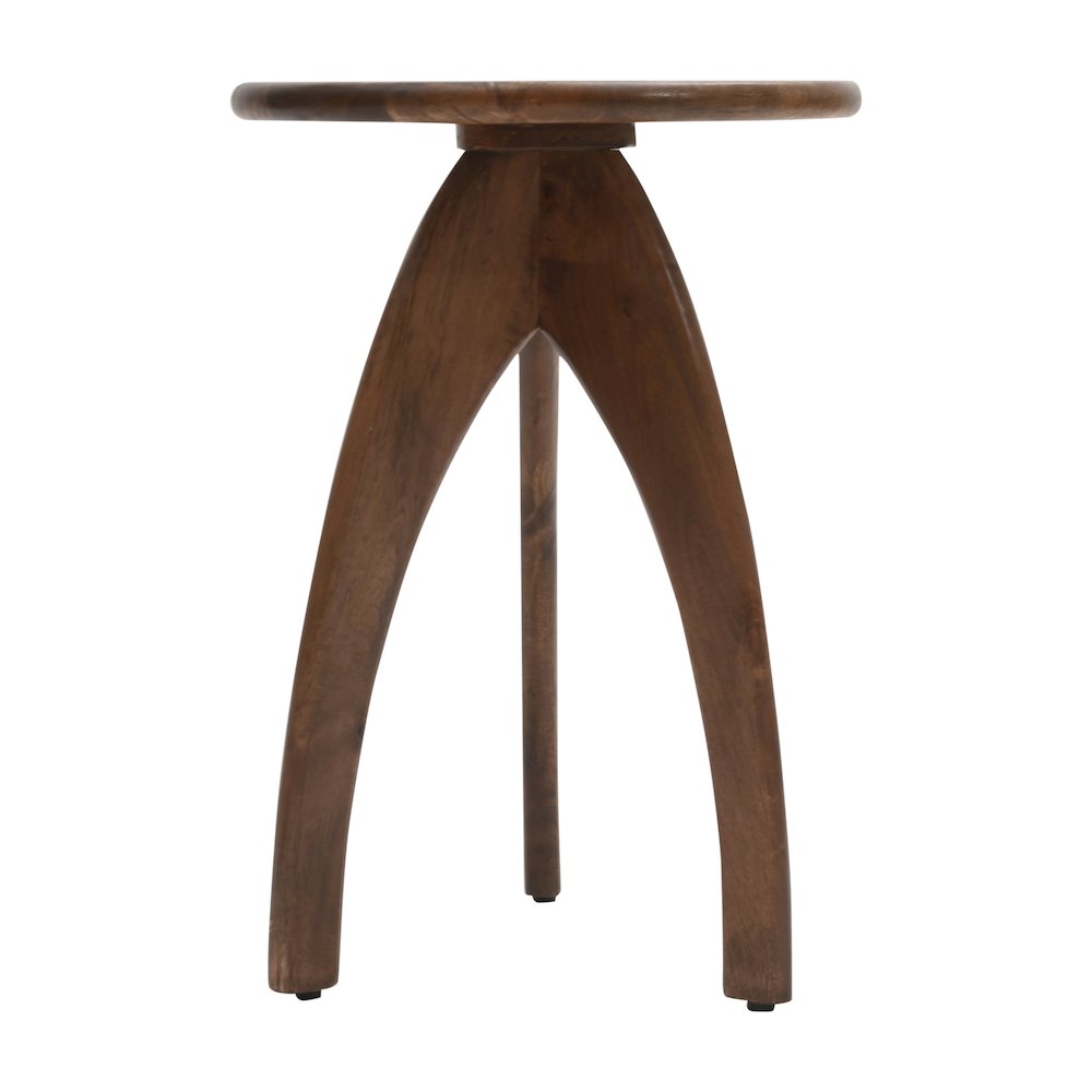 Aero Curved Space Age Round Mid-Century Modern Solid Wood Accent End Table. Picture 5
