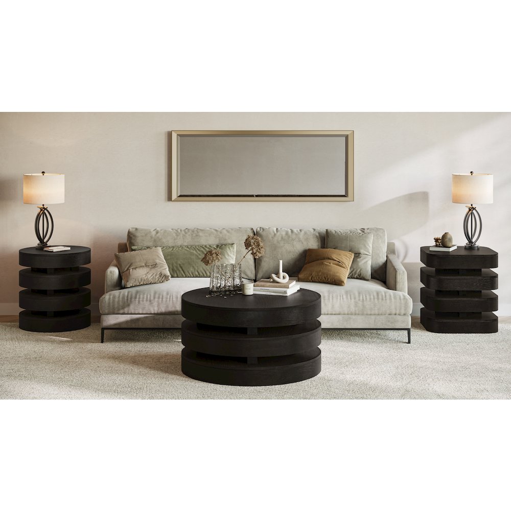 Mid-Century Modern Floating Sculpture Round Layered Coffee Table. Picture 9