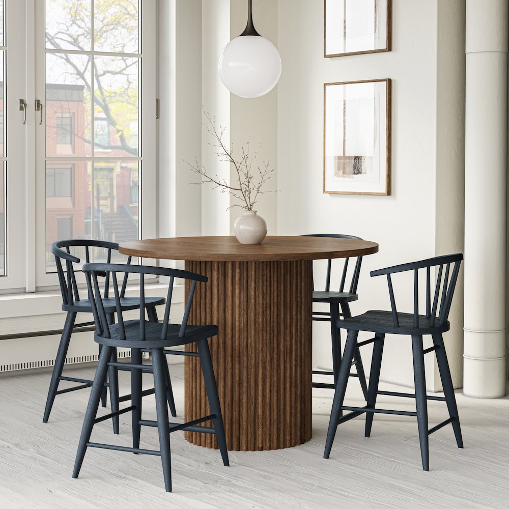Fitz Traditional Solid Wood Curved Back Spindle Counter Stool. Picture 8