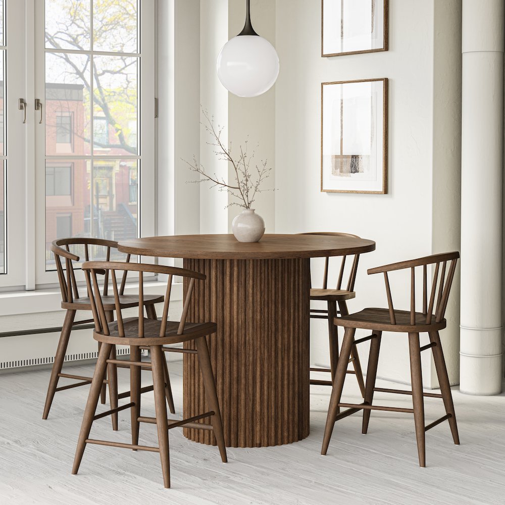 Fitz Traditional Solid Wood Curved Back Spindle Counter Stool. Picture 7