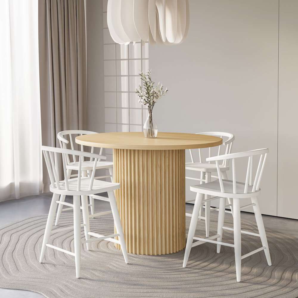 Auden 48" Round Counter Height Mid-Century Modern Fluted Pedestal Dining Table. Picture 6