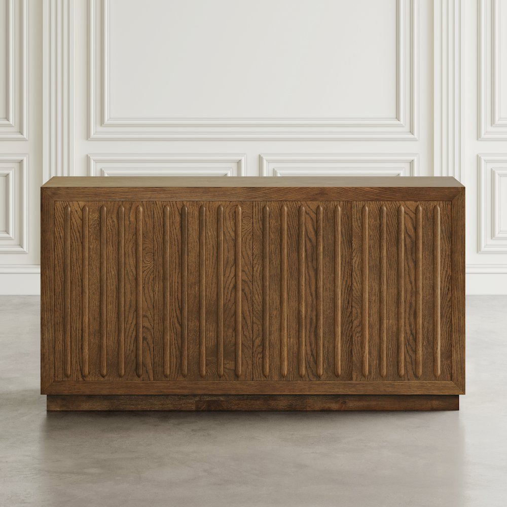 Maven 60" Mid-Century Modern Fluted Four Door Sideboard Storage Cabinet. Picture 9