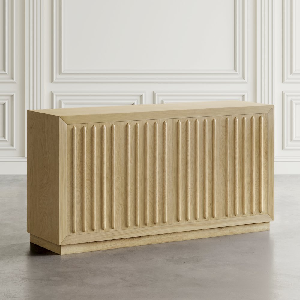 Maven 60" Mid-Century Modern Fluted Four Door Sideboard Storage Cabinet. Picture 11