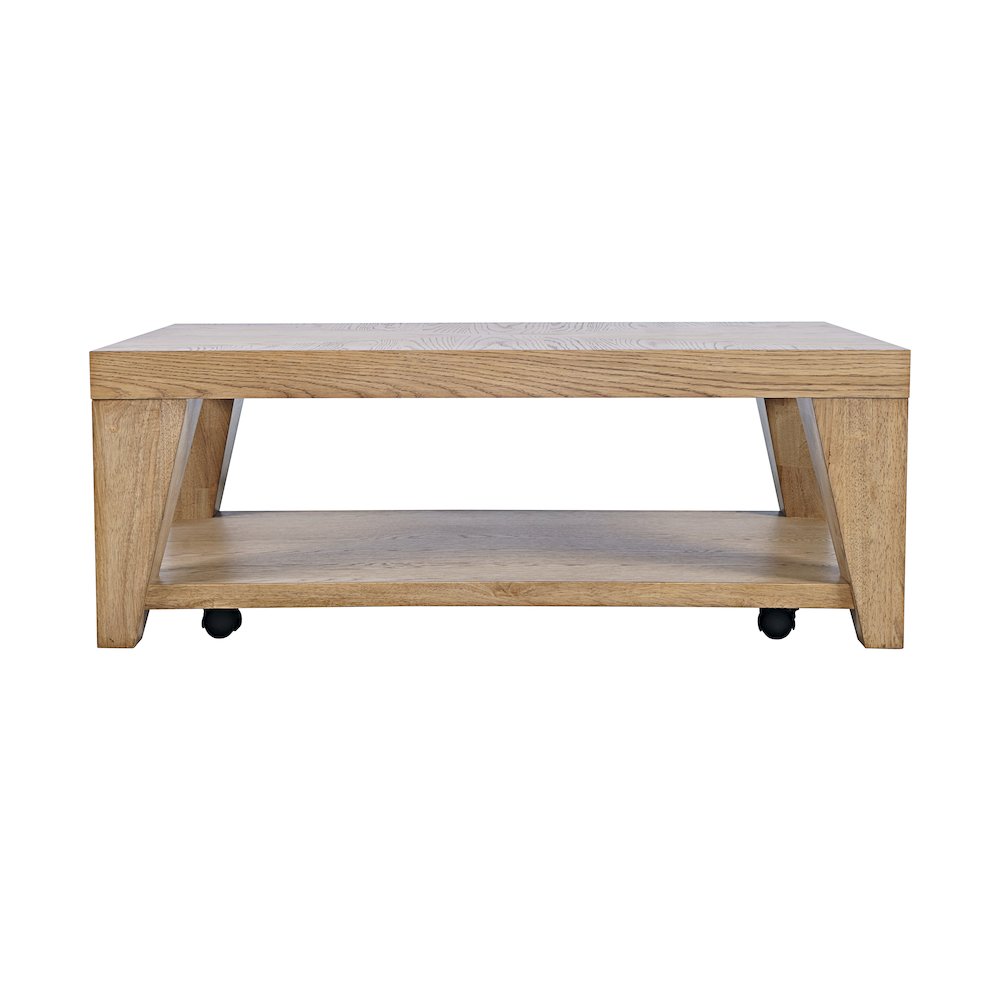 Modern Contemporary 50" Coffee Table with Storage Shelf and Hidden Casters. Picture 7