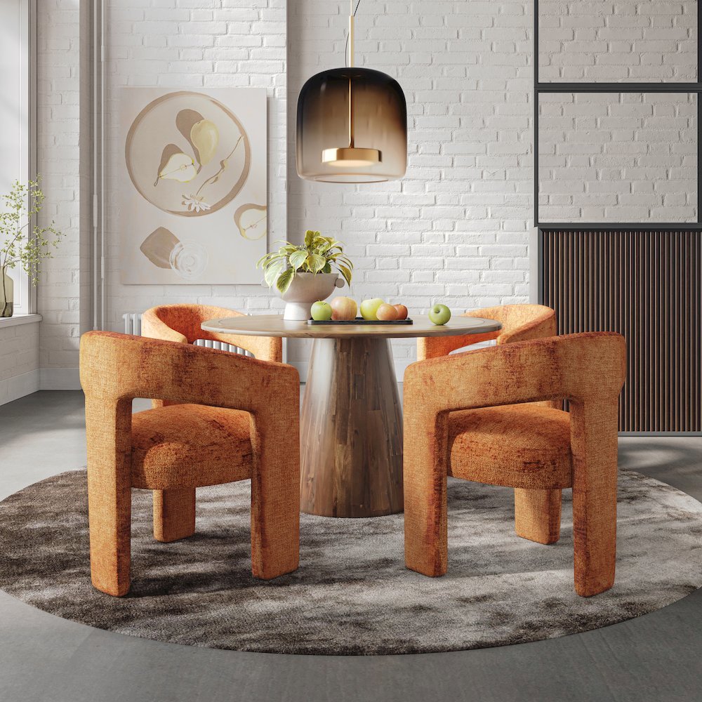 Gwen Modern Luxury Jacquard Fabric Sculpture Armchair - Set of 4. Picture 9