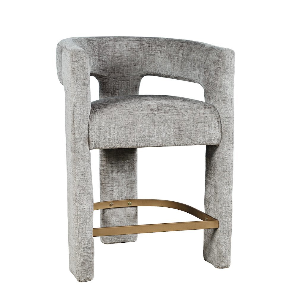 Gwen Modern Luxury Jacquard Fabric Sculpture Counter Stool - Set of 2. Picture 4