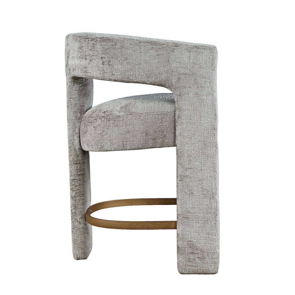 Gwen Modern Luxury Jacquard Fabric Sculpture Counter Stool - Set of 2. Picture 6
