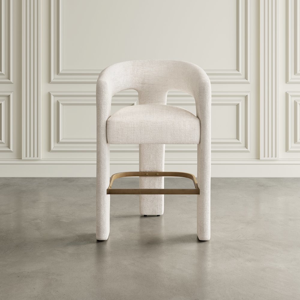 Gwen Modern Luxury Jacquard Fabric Sculpture Counter Stool - Set of 2. Picture 8