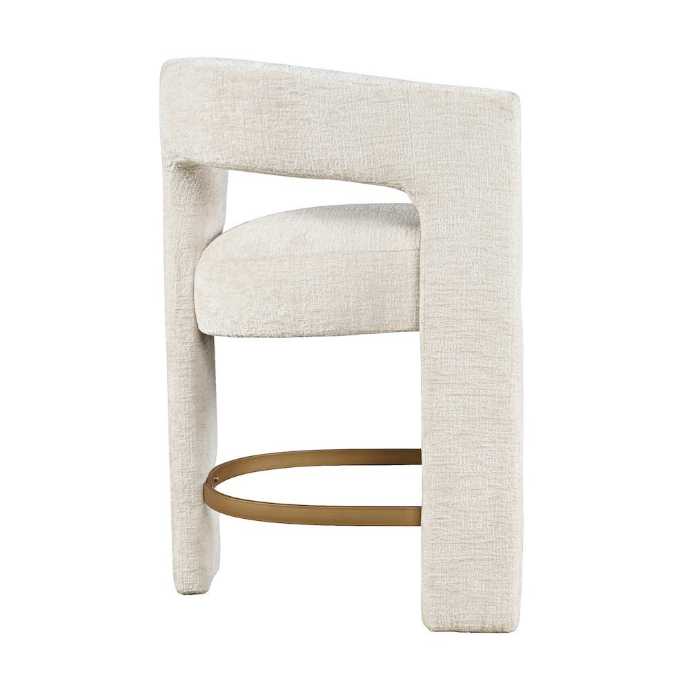 Gwen Modern Luxury Jacquard Fabric Sculpture Counter Stool - Set of 2. Picture 4