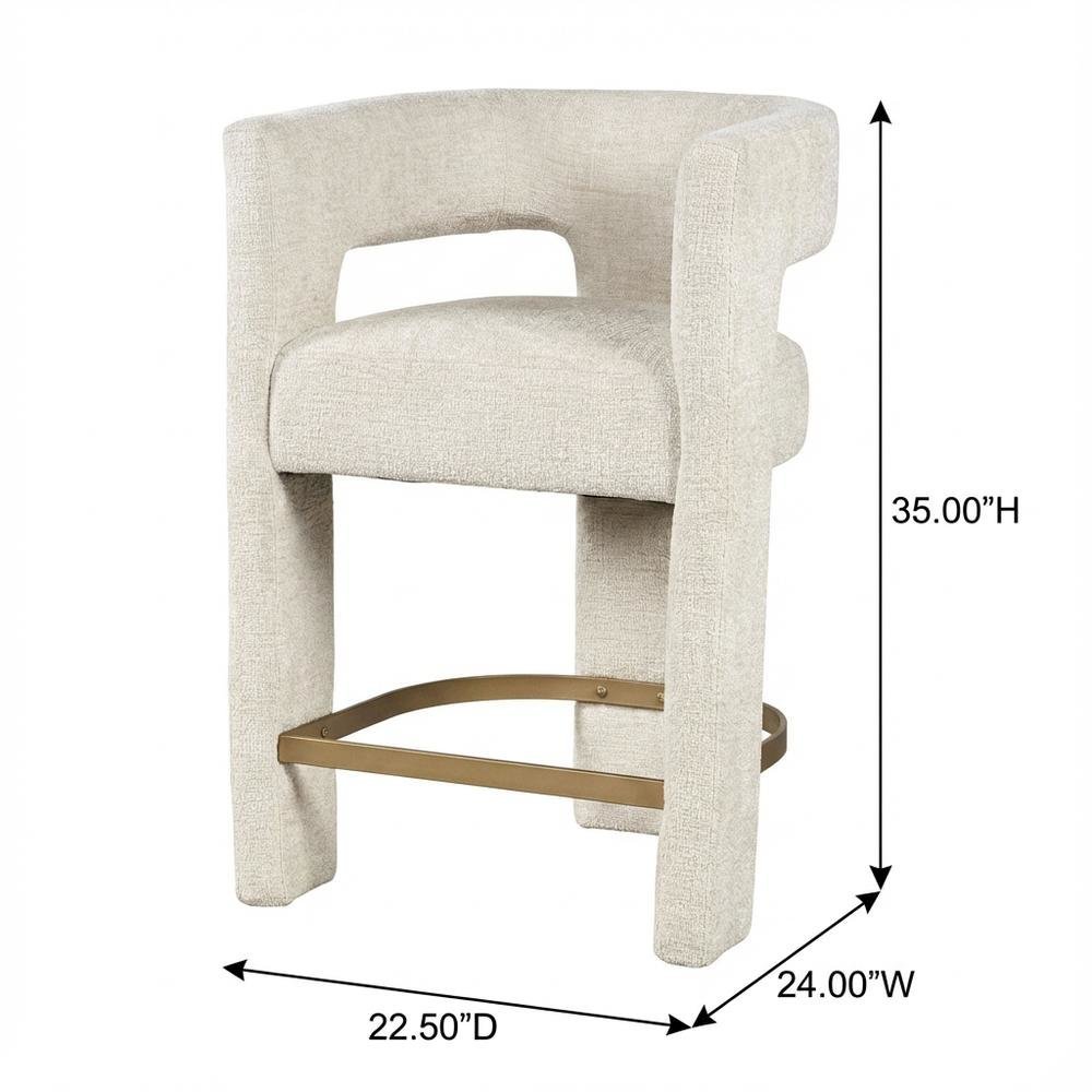 Gwen Modern Luxury Jacquard Fabric Sculpture Counter Stool - Set of 2. Picture 3