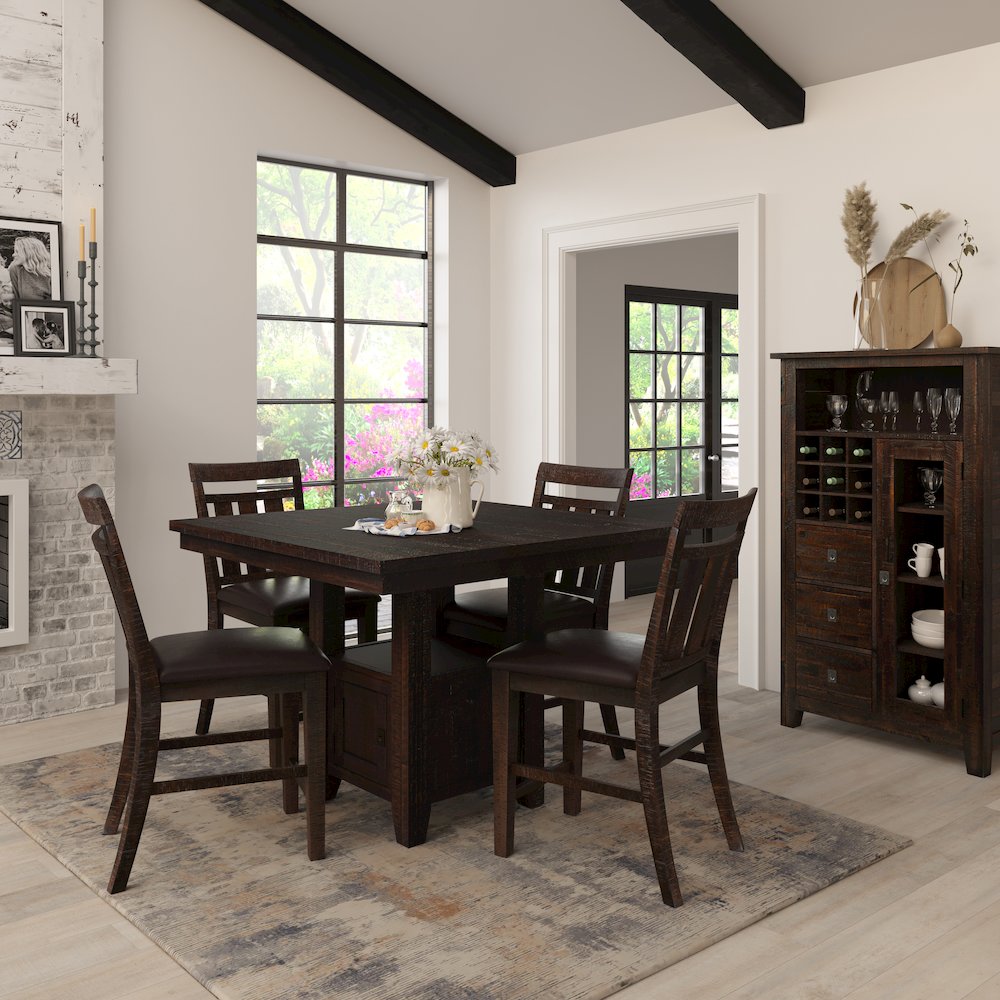 Kona Grove Distressed Rustic Solid Wood 48" Square Pub Table with Storage Base. Picture 2