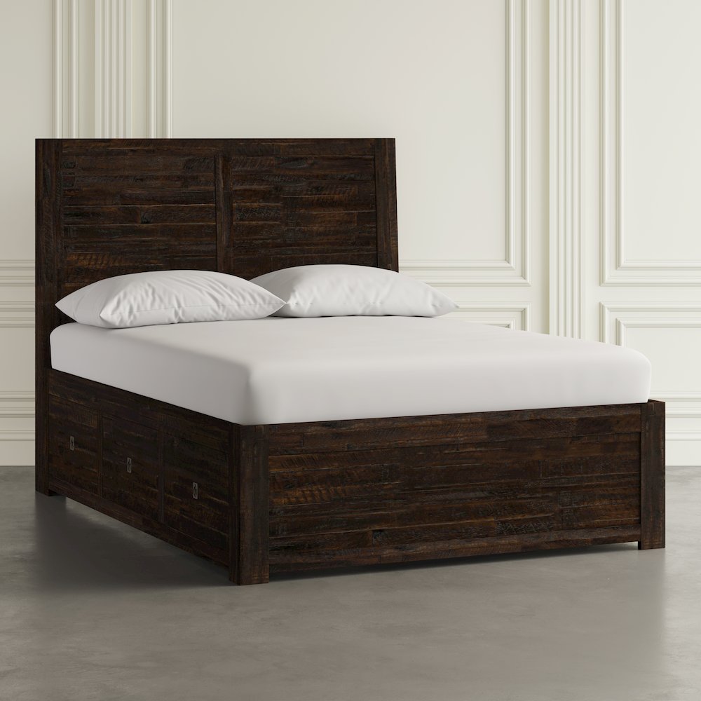 Kona Grove Distressed Rustic Solid Acacia Queen Storage Bed. Picture 9