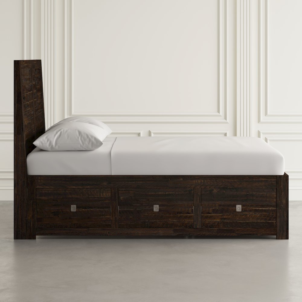 Kona Grove Distressed Rustic Solid Acacia Queen Storage Bed. Picture 8
