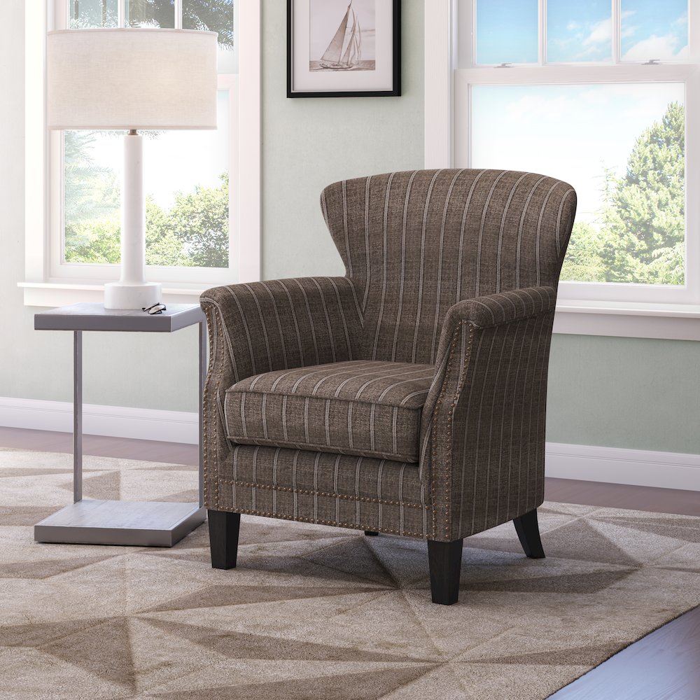Layla Classic Upholstered Accent Chair with Nailhead Trim. Picture 2