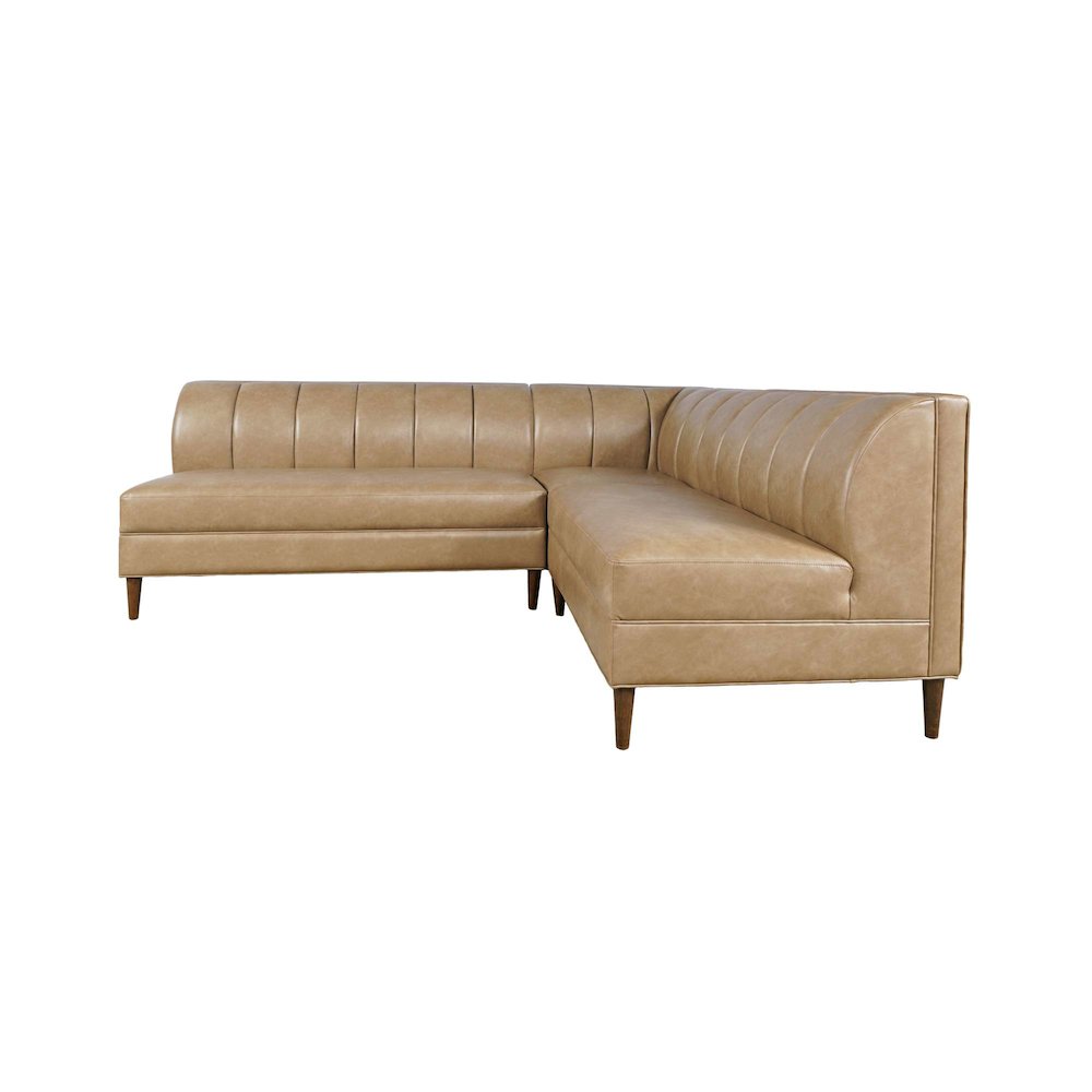 Ruston Modern Banquette Faux Leather Sectional with Five Seats and Corner Wedge. Picture 3