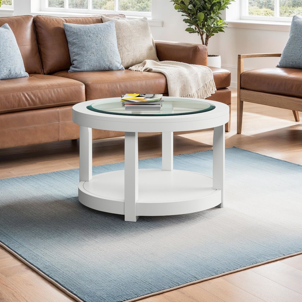 Urban Icon Contemporary Round Glass Inlay Coffee Table. Picture 5