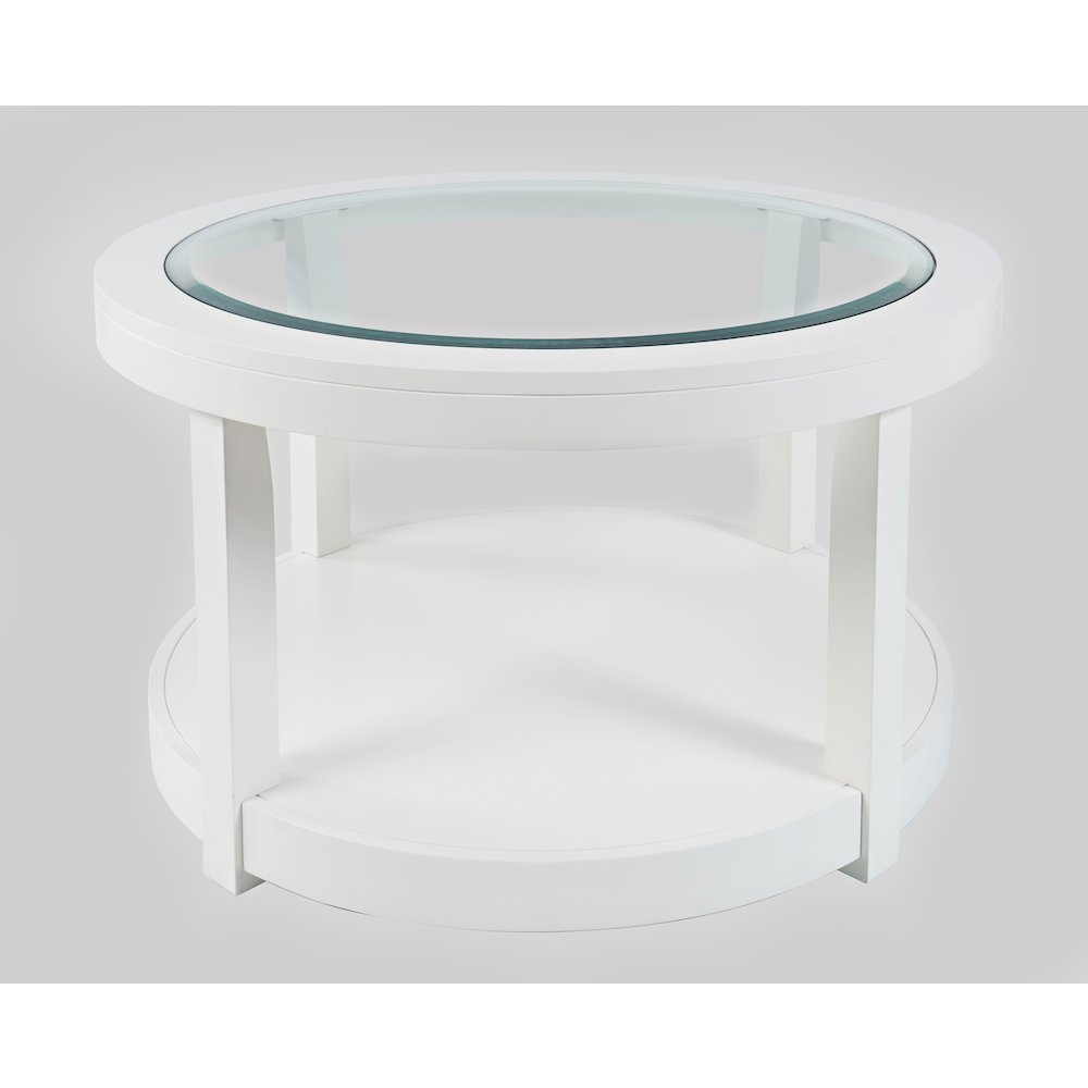 Urban Icon Contemporary Round Glass Inlay Coffee Table. Picture 1