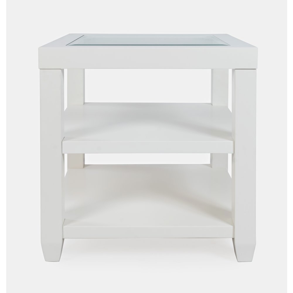 Urban Icon Contemporary Glass Inlay End Table with Storage. Picture 1