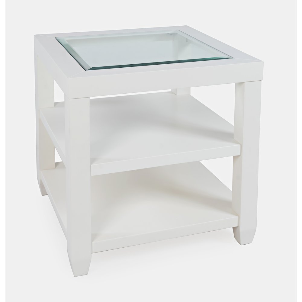 Urban Icon Contemporary Glass Inlay End Table with Storage. Picture 3