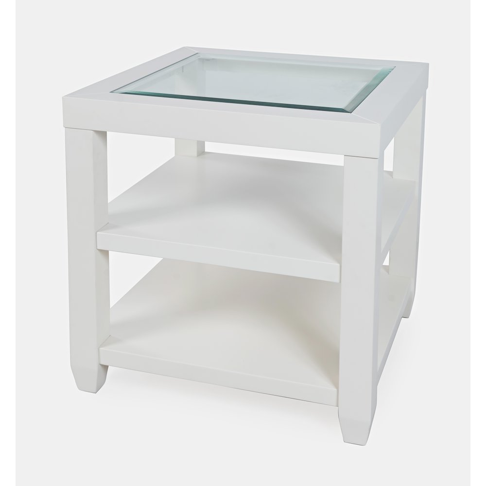 Urban Icon Contemporary Glass Inlay End Table with Storage. Picture 2