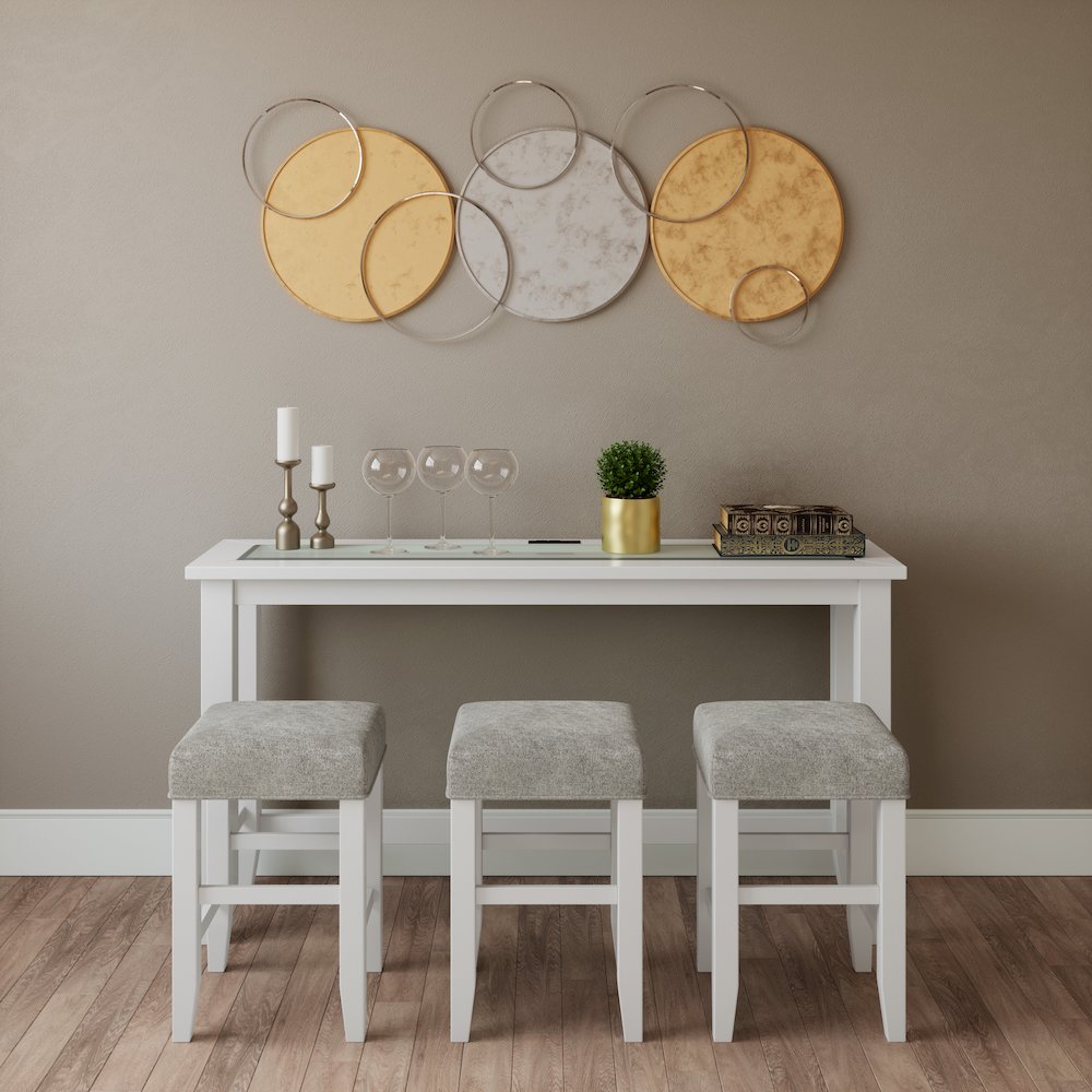 Contemporary 4 Piece Counter Height 66" Dining Table Set with USB Charging. Picture 12