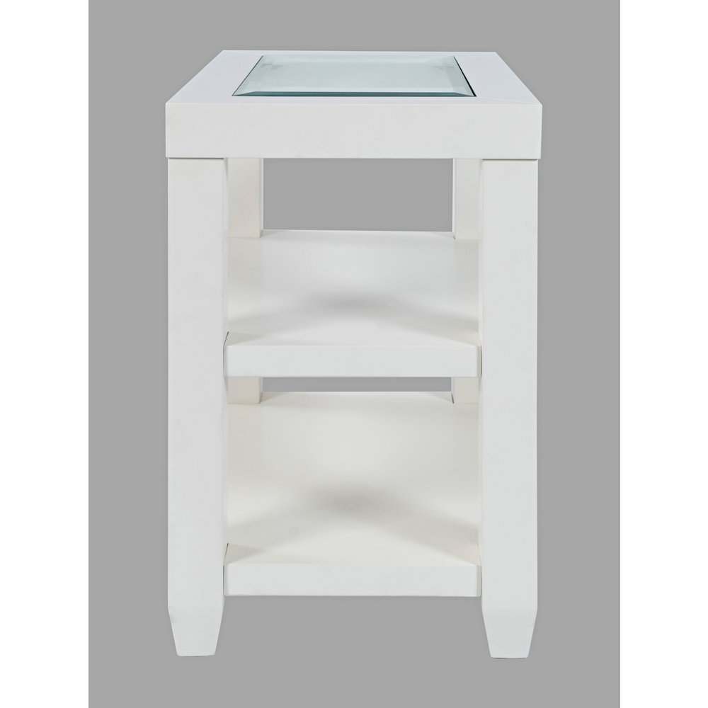 Urban Icon Contemporary Glass Inlay Chair Side End Table with Storage. Picture 1