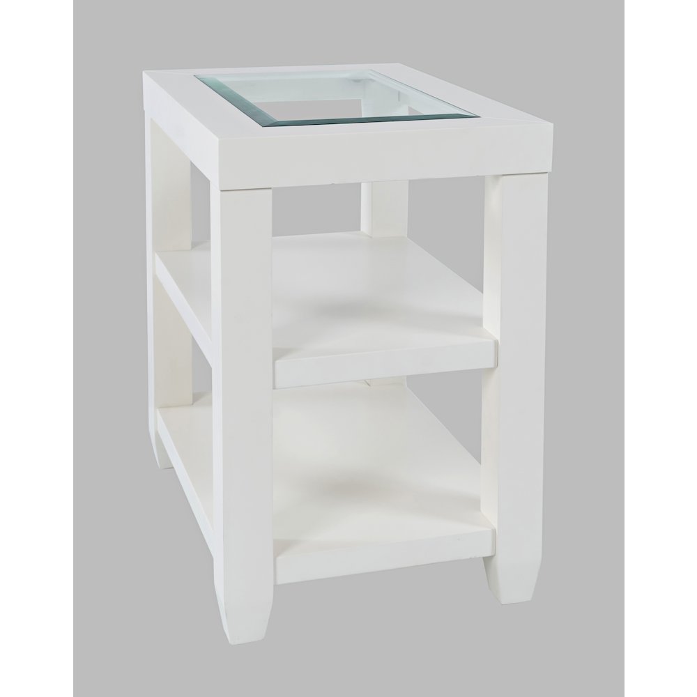 Urban Icon Contemporary Glass Inlay Chair Side End Table with Storage. Picture 3