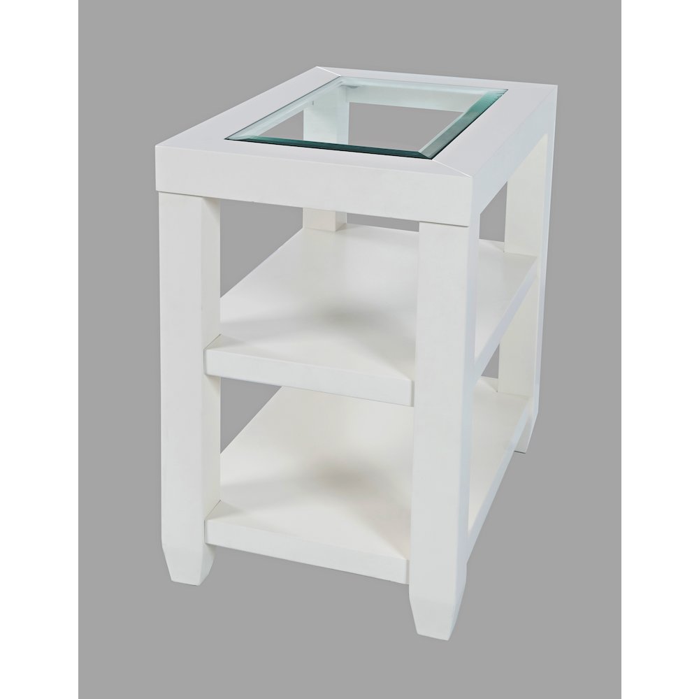 Urban Icon Contemporary Glass Inlay Chair Side End Table with Storage. Picture 2