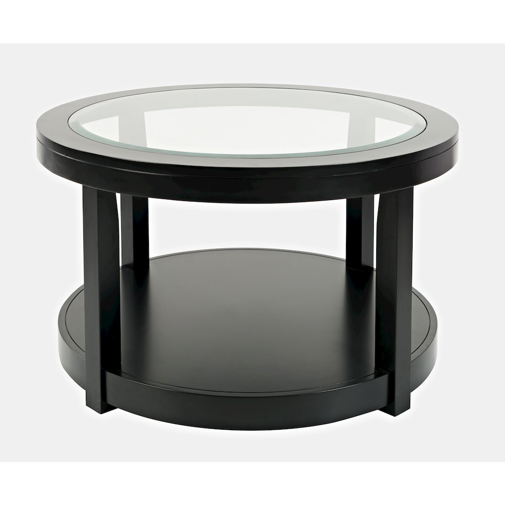 Urban Icon Contemporary Round Glass Inlay Coffee Table. Picture 1