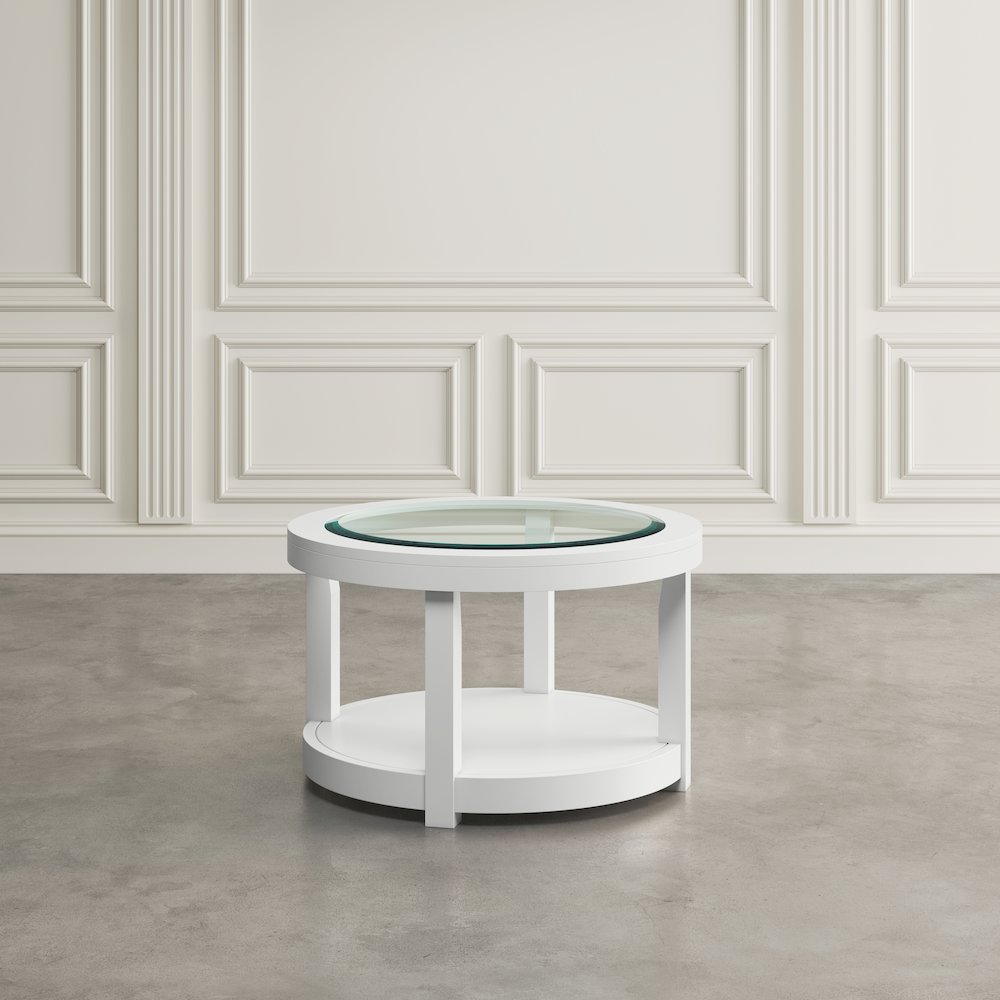 Urban Icon Contemporary Round Glass Inlay Coffee Table. Picture 5