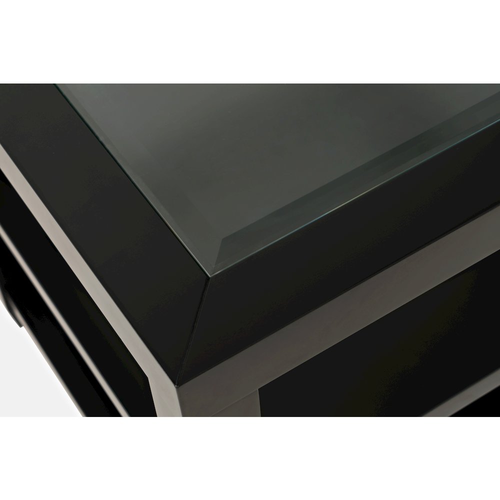 Urban Icon Contemporary Glass Inlay End Table with Storage. Picture 4