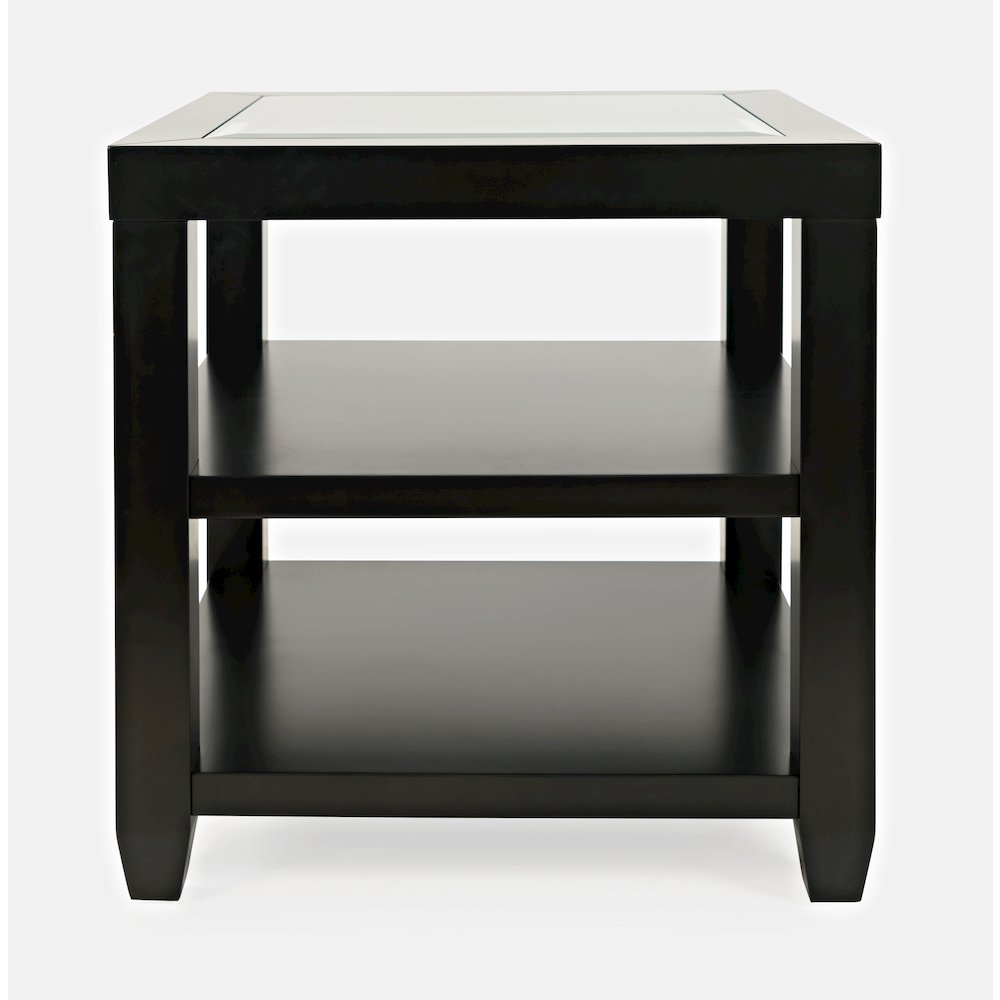 Urban Icon Contemporary Glass Inlay End Table with Storage. Picture 1