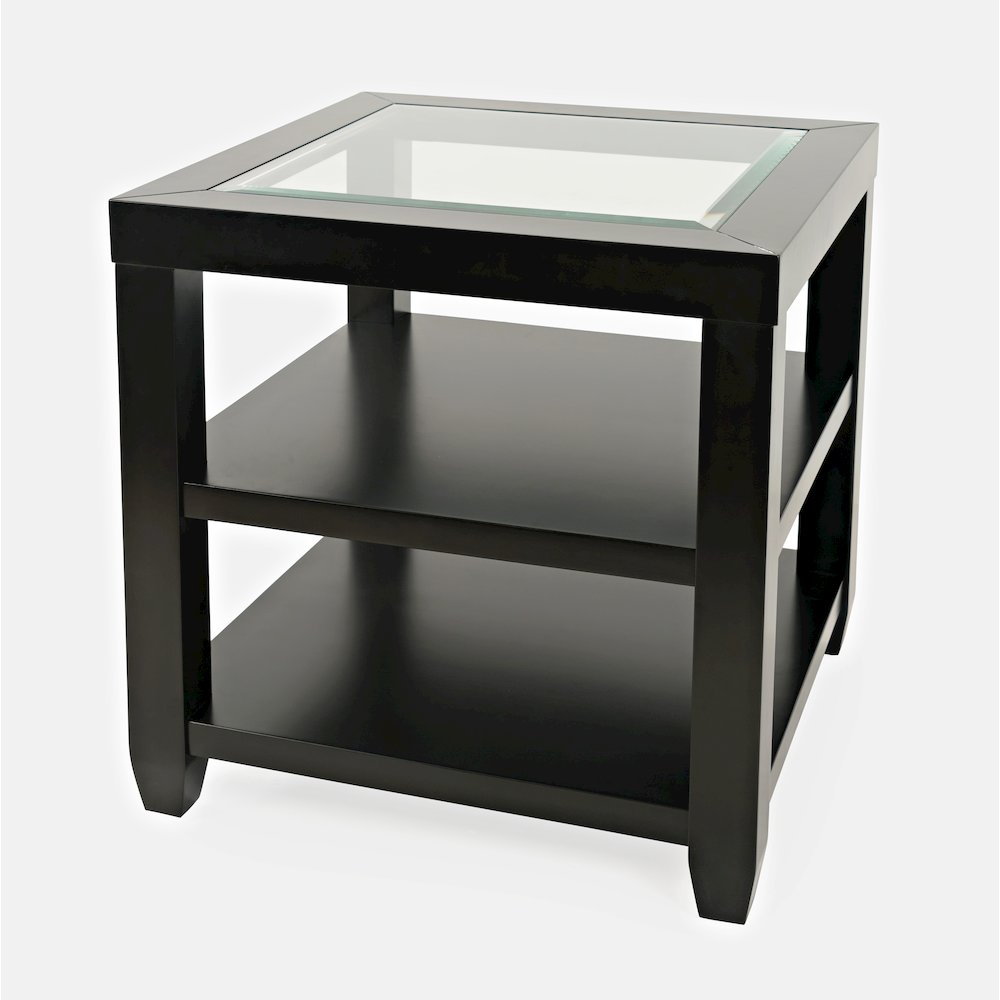 Urban Icon Contemporary Glass Inlay End Table with Storage. Picture 2