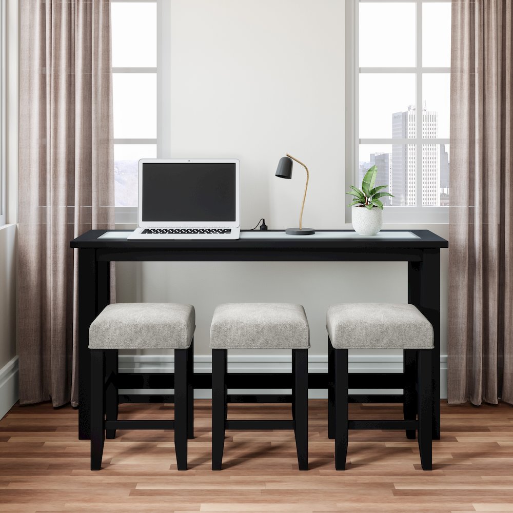 Contemporary 4 Piece Counter Height 66" Dining Table Set with USB Charging. Picture 12