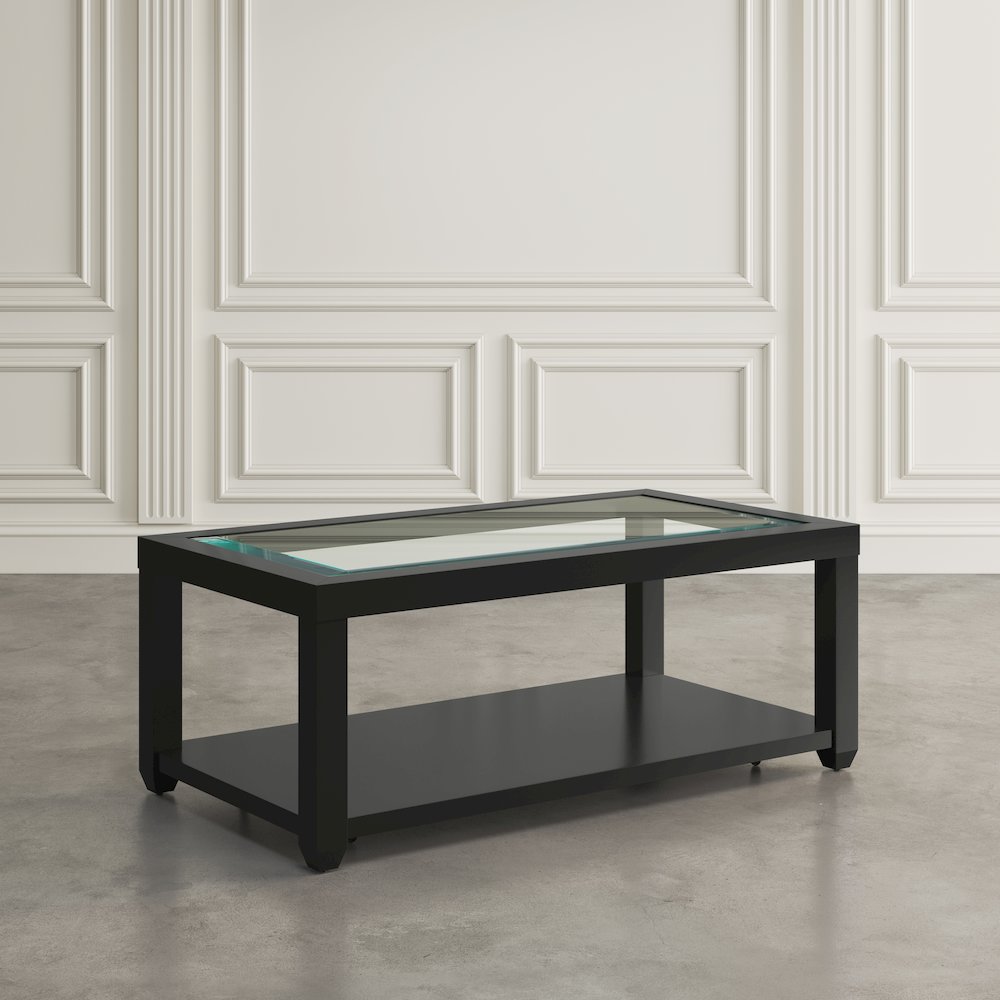 Urban Icon Contemporary Rectangular Glass Inlay Coffee Table. Picture 7