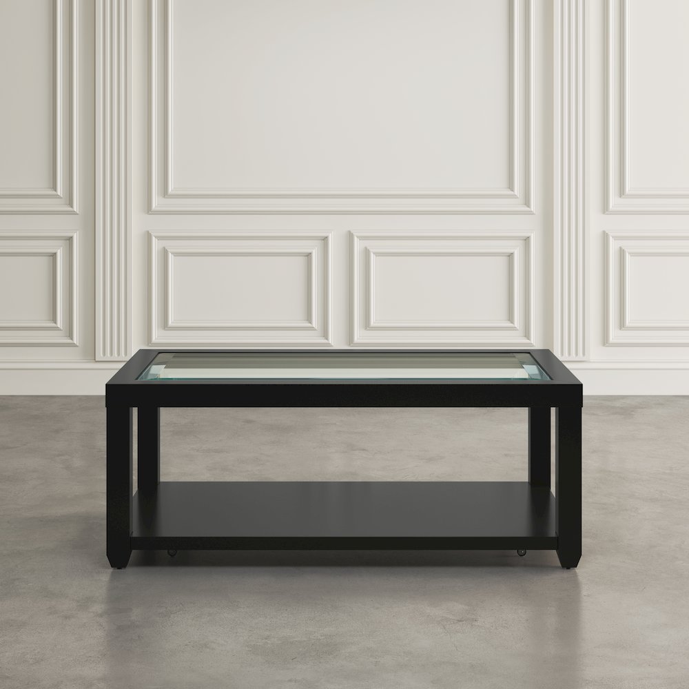 Urban Icon Contemporary Rectangular Glass Inlay Coffee Table. Picture 6