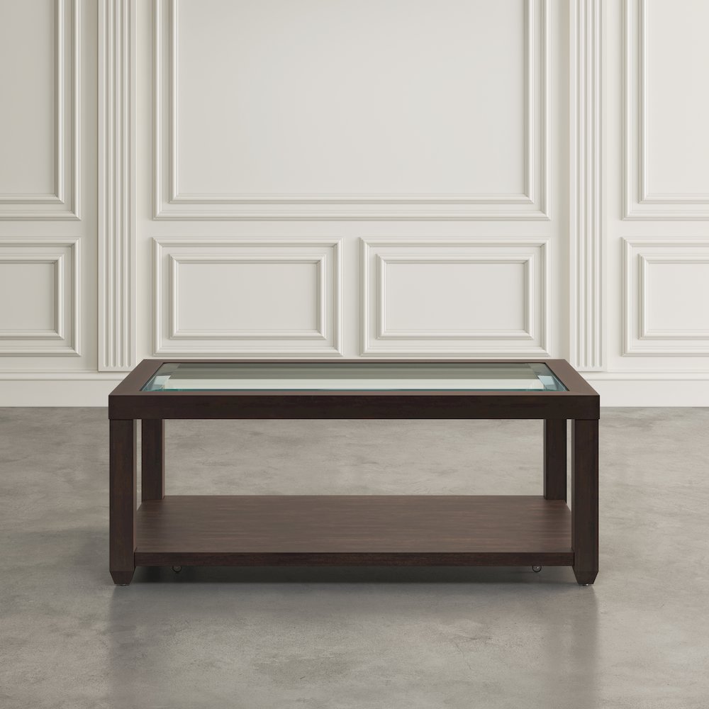 Urban Icon Contemporary Rectangular Glass Inlay Coffee Table. Picture 5