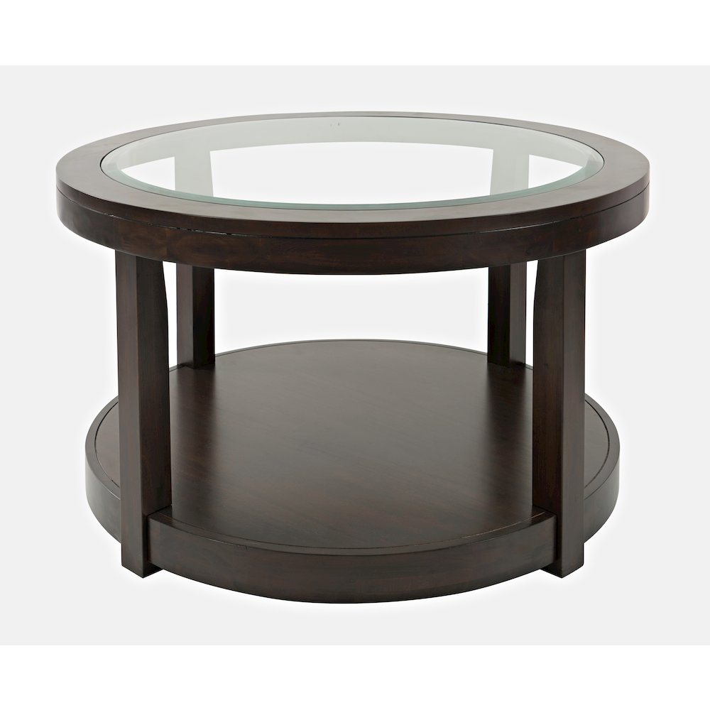 Urban Icon Contemporary Round Glass Inlay Coffee Table. Picture 1