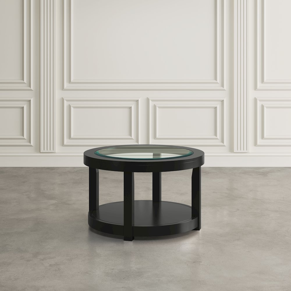Urban Icon Contemporary Round Glass Inlay Coffee Table. Picture 6