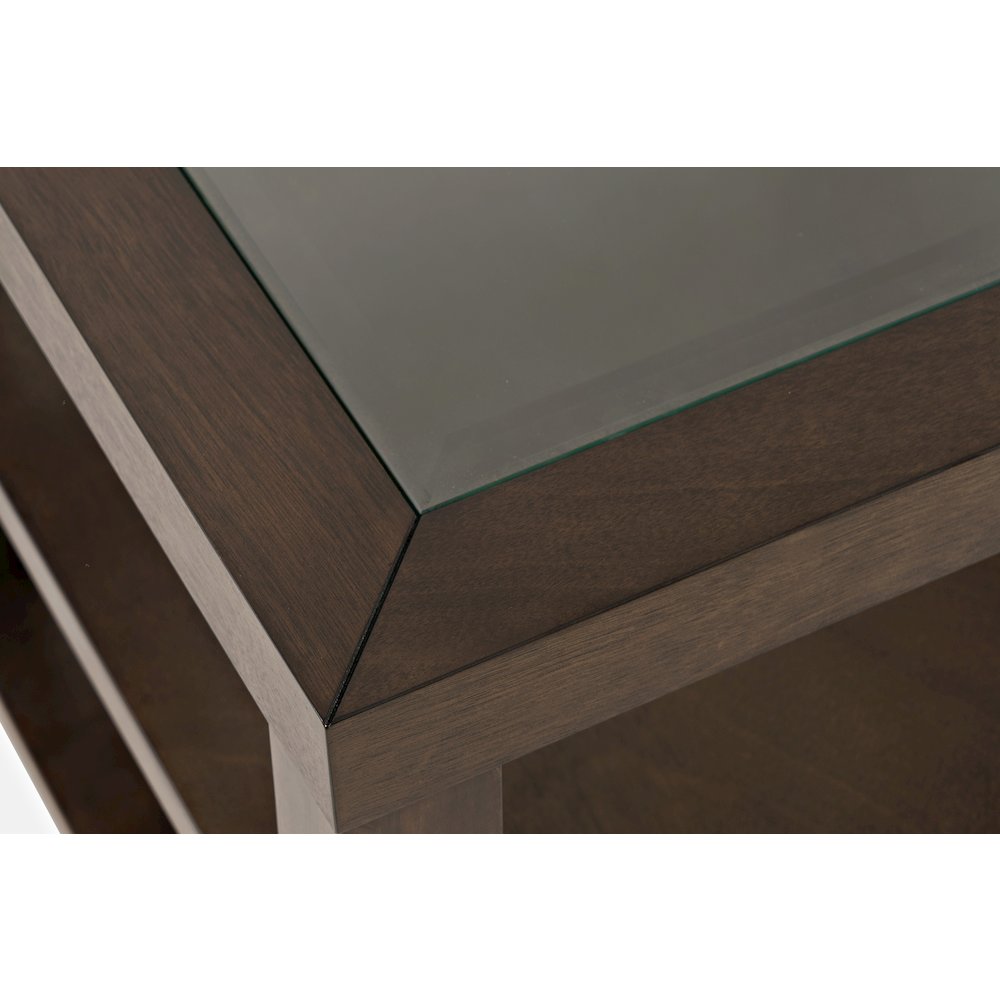 Urban Icon Contemporary Glass Inlay End Table with Storage. Picture 4