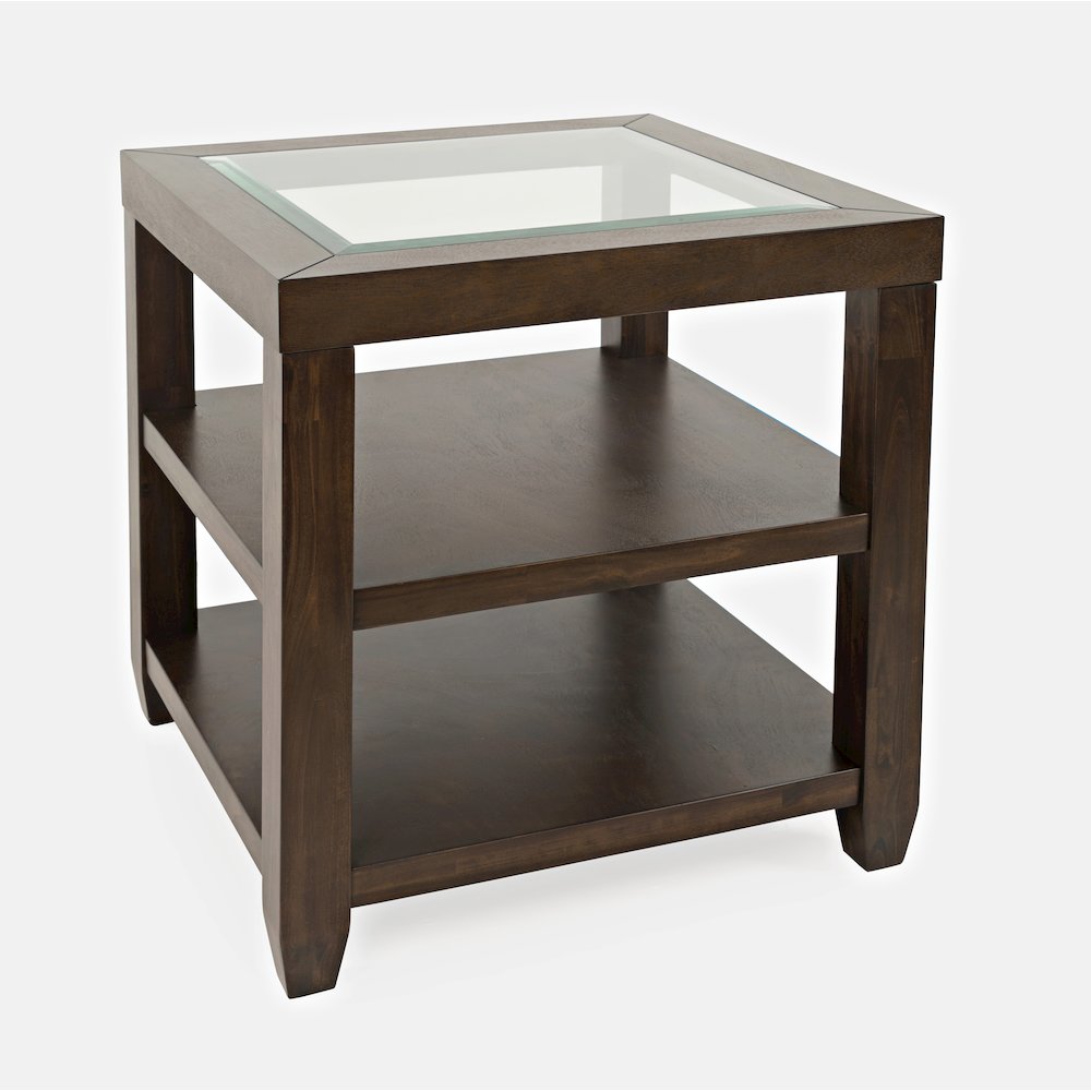 Urban Icon Contemporary Glass Inlay End Table with Storage. Picture 3