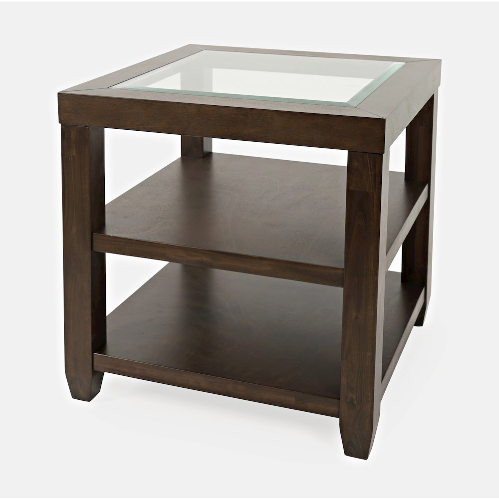 Urban Icon Contemporary Glass Inlay End Table with Storage. Picture 2