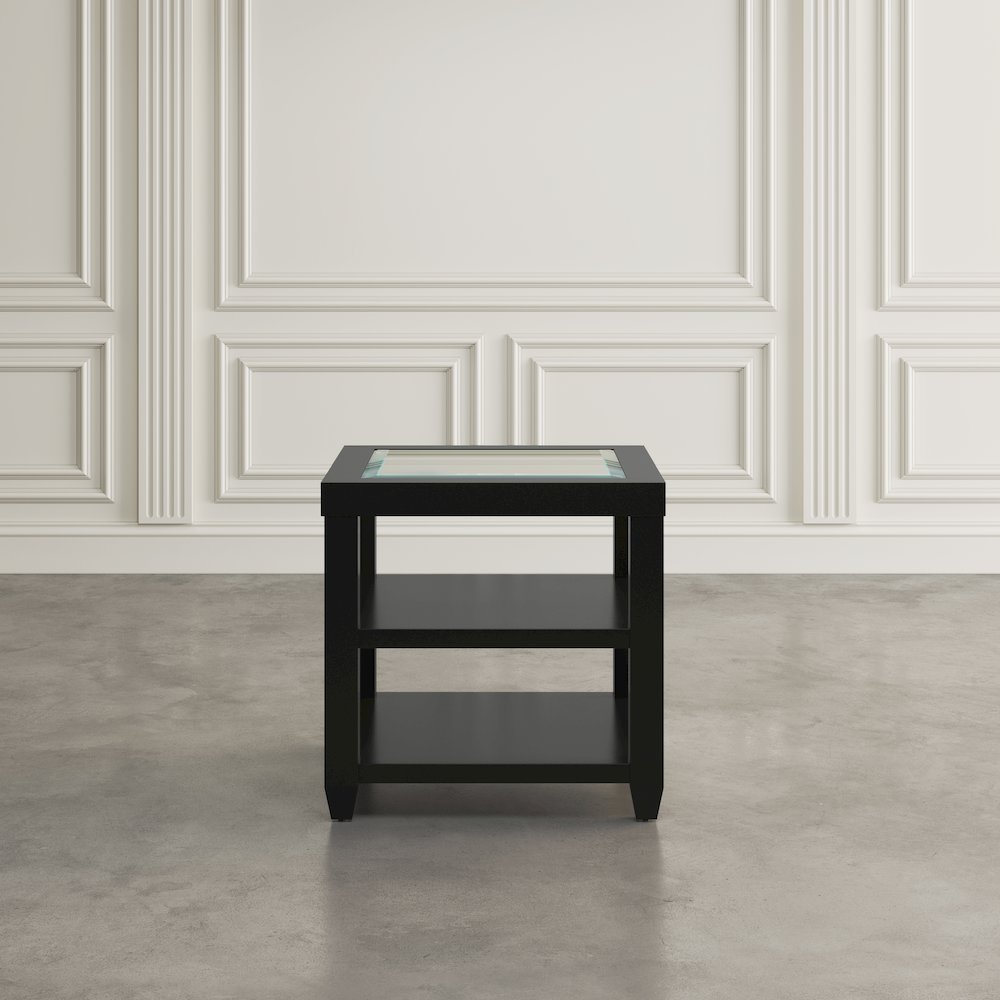 Urban Icon Contemporary Glass Inlay End Table with Storage. Picture 6