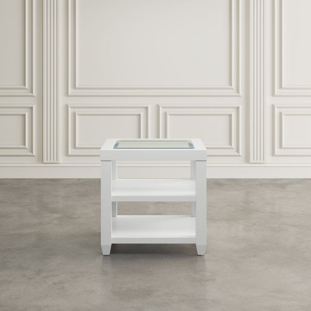 Urban Icon Contemporary Glass Inlay End Table with Storage. Picture 6