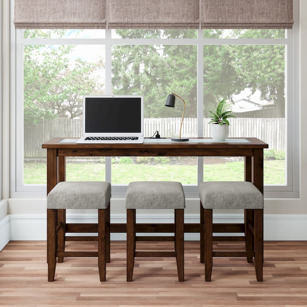 Contemporary 4 Piece Counter Height 66" Dining Table Set with USB Charging. Picture 12