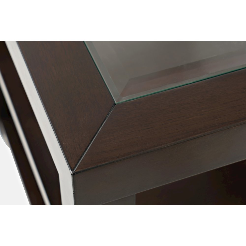 Urban Icon Contemporary Glass Inlay Chair Side End Table with Storage. Picture 4
