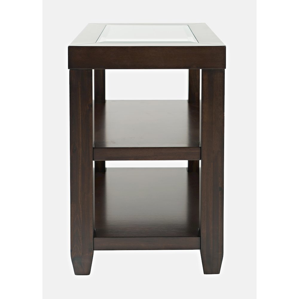 Urban Icon Contemporary Glass Inlay Chair Side End Table with Storage. Picture 1