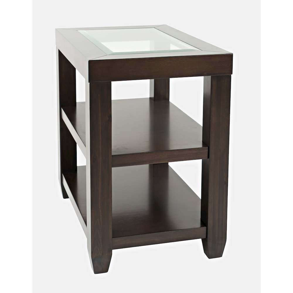 Urban Icon Contemporary Glass Inlay Chair Side End Table with Storage. Picture 3