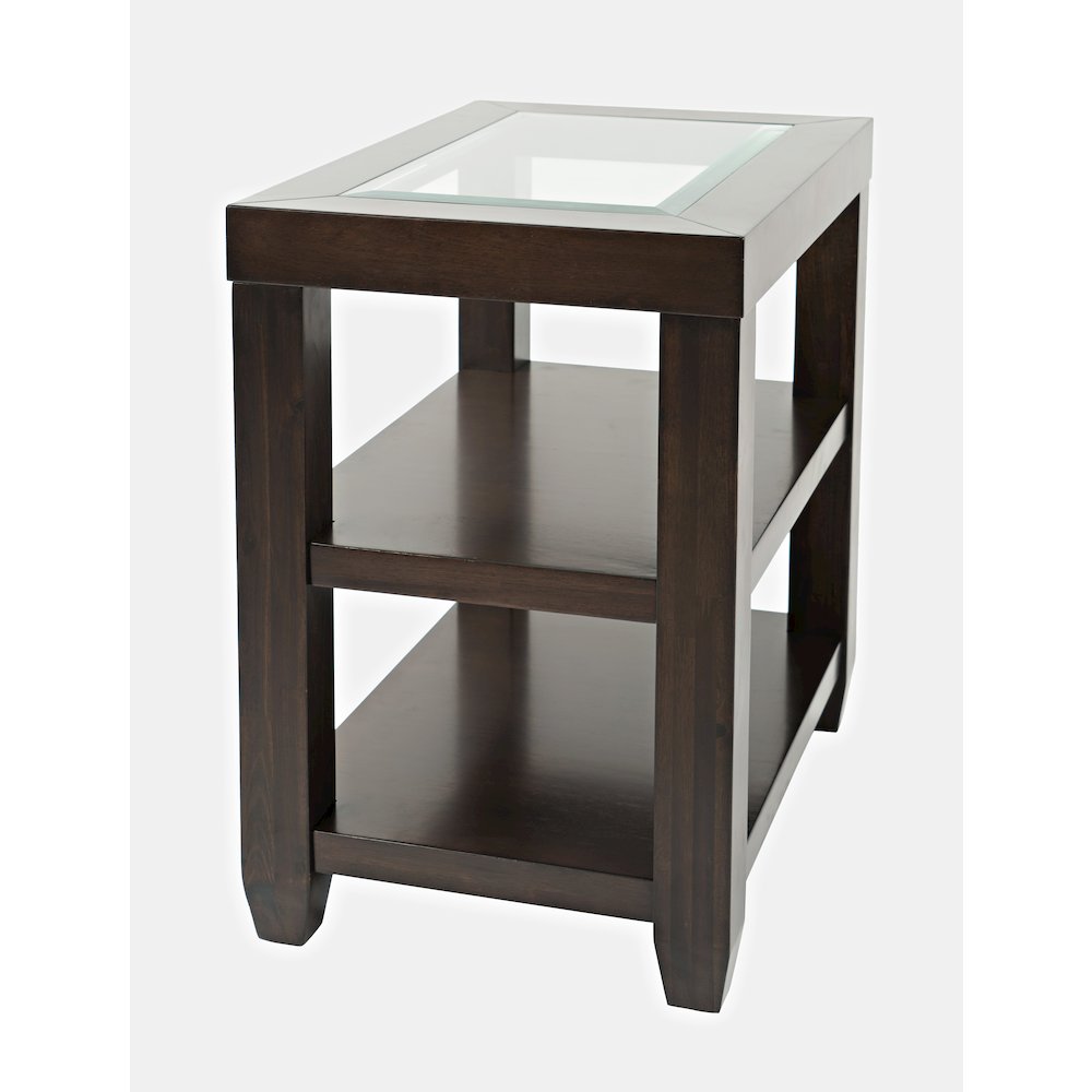 Urban Icon Contemporary Glass Inlay Chair Side End Table with Storage. Picture 2
